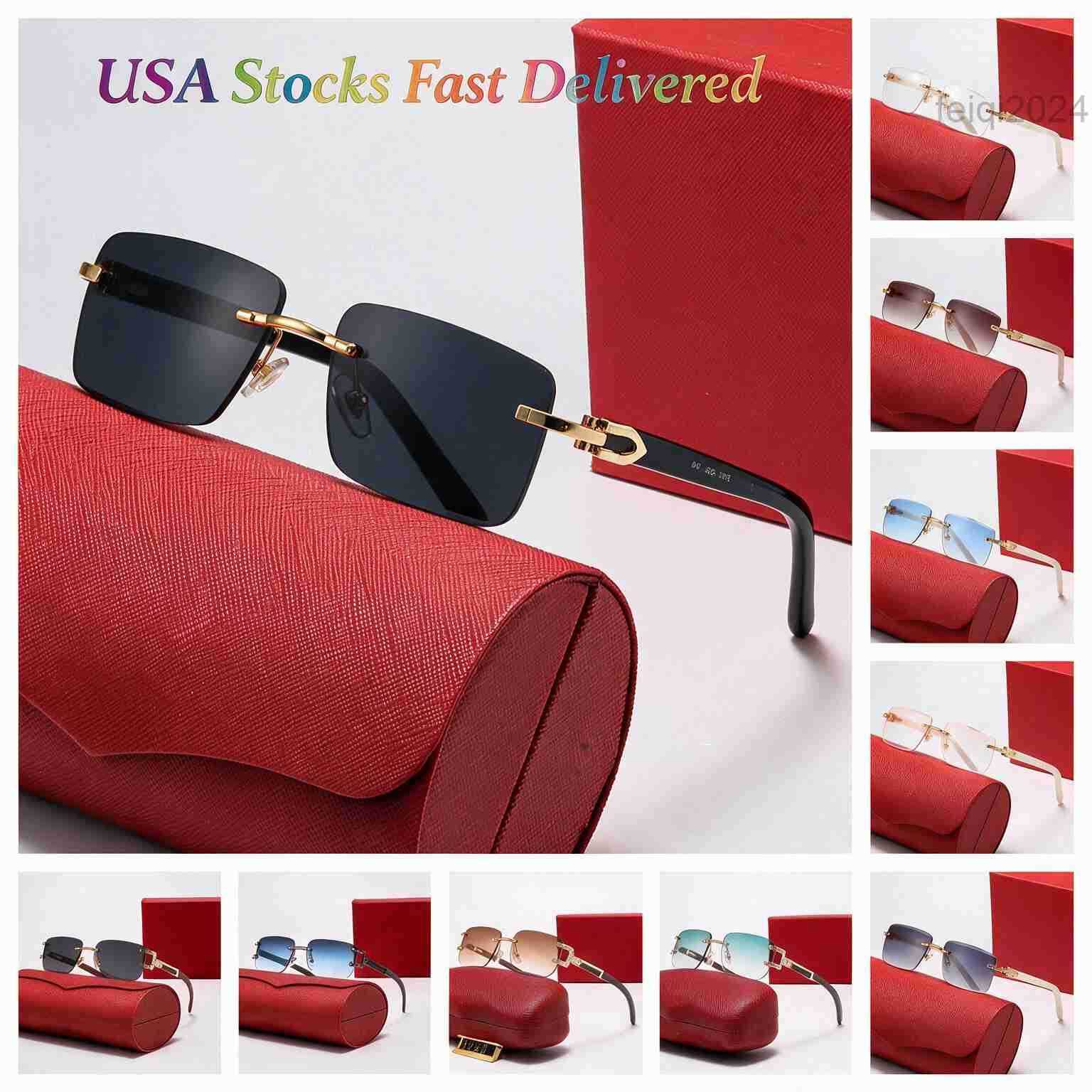 Wholesale Polarized Luxury Designer Sunglasses Women Men Leopard Head Frameless Wooden Leg Square Metal Frame UV400 Fashion Eyewear