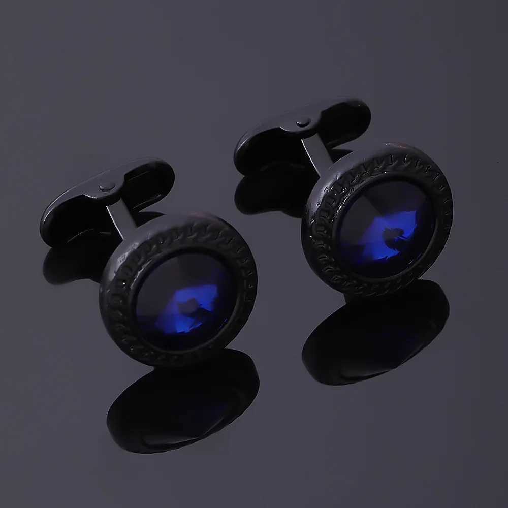 Links 1Pair French Round Cuff Cufflinks Fashion Men's Business Banquet Suit Shirt Cuffs Buttons Luxury Party Wedding Cuff Links Gifts 2024W2610