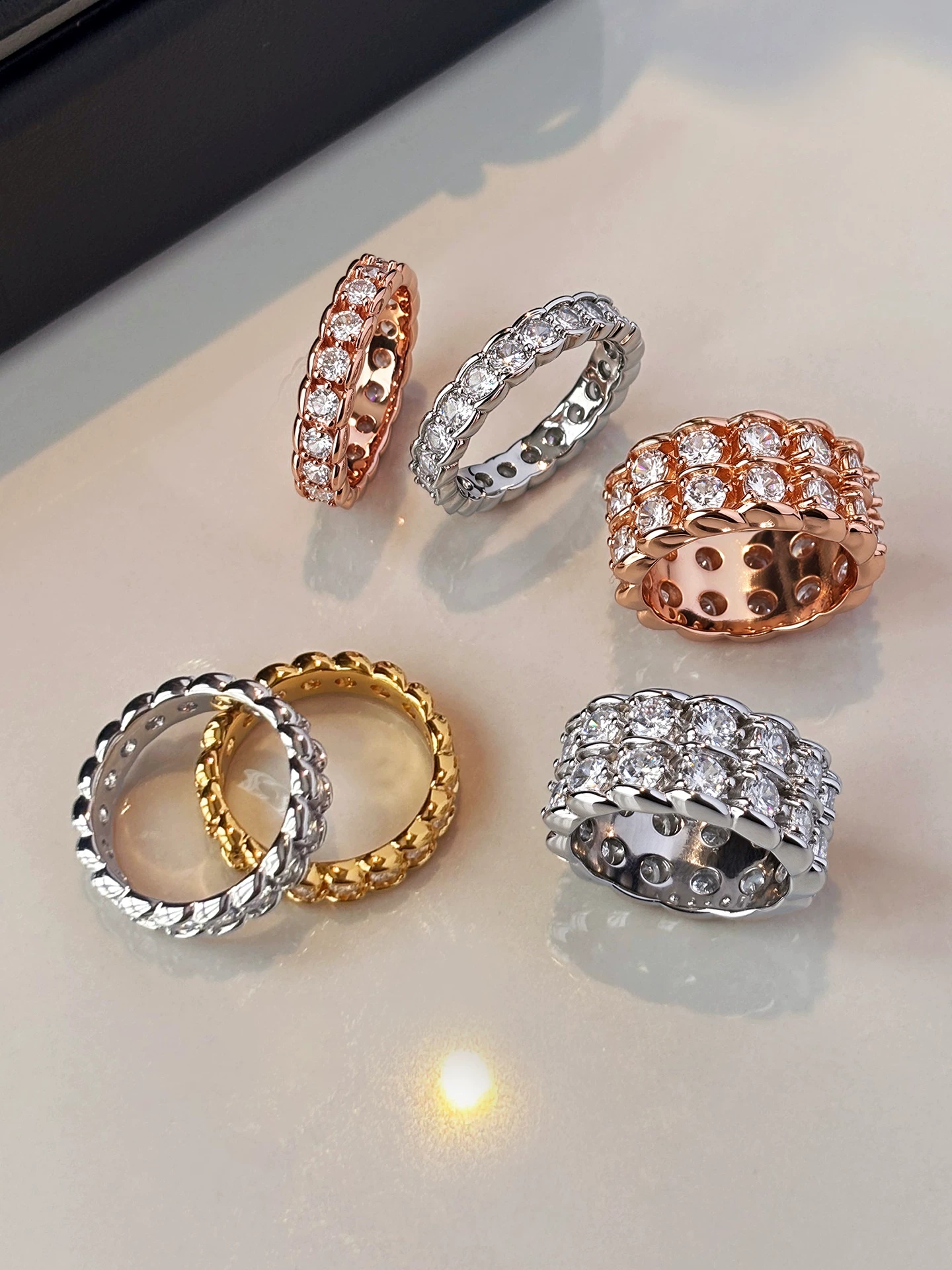 New Sparkling Row Paved Cubic Zircon Index Finger Ring For Women, Niche Light Luxury Stackable Band, Non-fade Fashion Jewelry