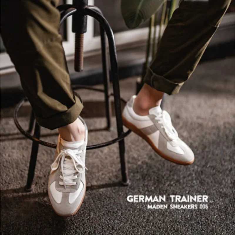 Casual Shoes Maden Vintage Patchwork German Trainer Sneakers Unisex Summer Sports Casual Shoes Split Leather Lace-up Outdoor Flat Shoes H261016