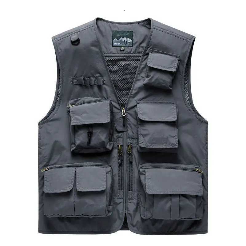 Vests New Summer Men Men's Mesh Multi-pockets Fishing Photography Breathable Vests Coats Men Outdoor Waistcoats Climbing Sleeveless JacketsW261