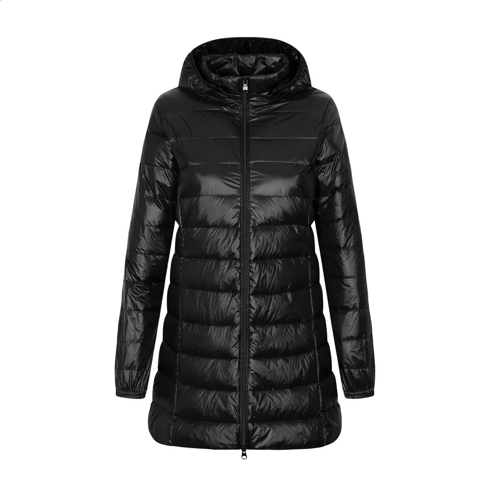 2023 European Ladies Coats Long Autumn Winter Hat Detachable Light Down Jacket Women Hooded Outerwear Female Warm Coat 261013