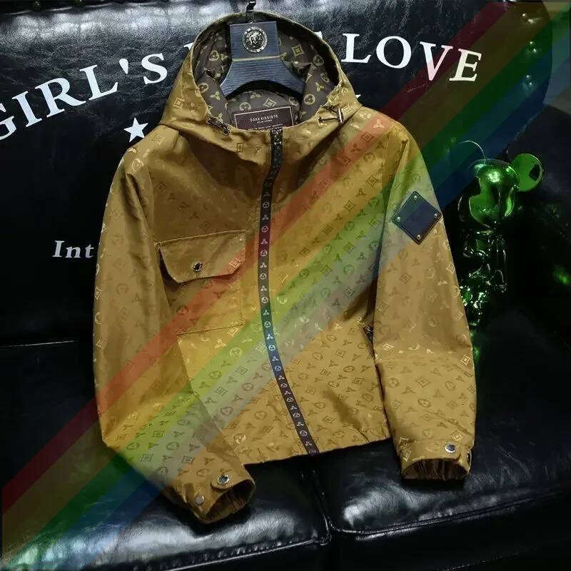 European New Spring Coat 2024 Men Fashion Brands Hooded Slim Fit Clothes Jacquard Workwear Casual Jacket