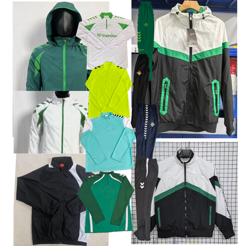 2026 coupe-vent Real Betis enfants et adultes veste de survêtement maillot de football 26 27 ensembles de fermeture à glissière à manches longues