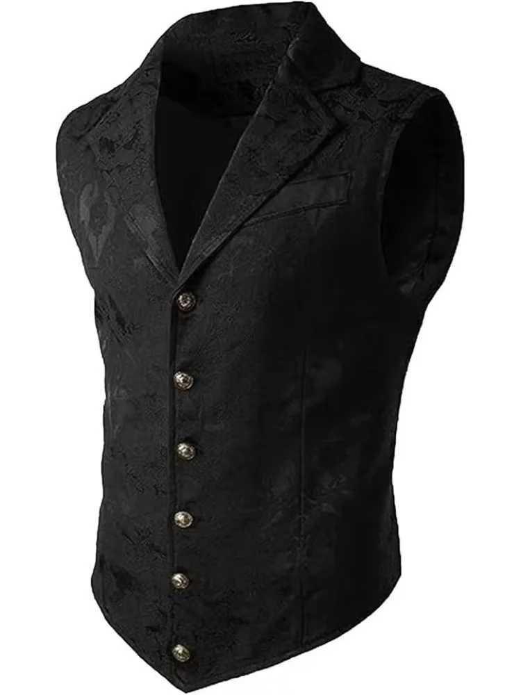 Victorian Men Men's Floral Vests Jacquard Waistcoat Lapel Single Breasted Slim Fit Suit Vest Formal Wedding Party Business Tops Multi ColorsW26