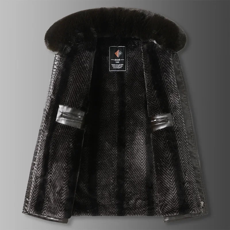 Arrival Fashion Suepr Large Winter Detachable Fur Collar with Plush Thick Leather Jacket Men Plus Size LXL2XL3XL4XL5XL6XL7XL 261014