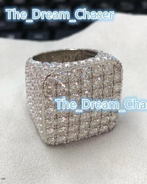 Exclusive Hip Hop 925 Sterling Silver Moissanite Diamond Ring VVS Custom Jewelry for Wedding Party and Gift