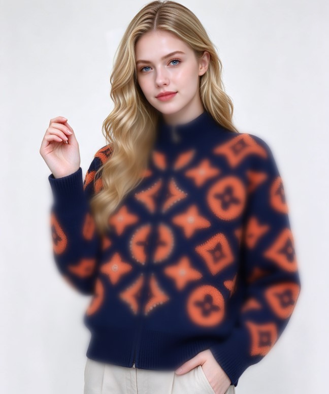 Classic hoodie Women Knitwear Cardigan Fashion Sweater Jacket Long sleeves Double Zipper designer sweater Style Thick Warm Basics Tops
