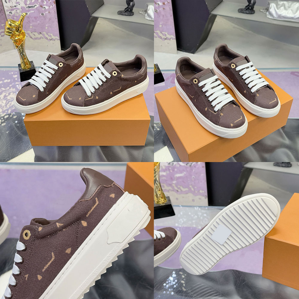 Time Out Sneaker Luxury Designer Soft Leather Sneakers Outdoor Comfort Casual Womens Sneaker Lace Up Fashion Brand Sports Shoes Anti Slip Rubber Out