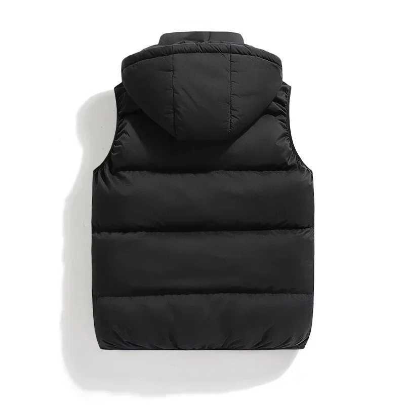 Autumn Men Fashion Men's Vests Winter Thicken Cotton Waistcoat Sleeveless Vests Jacket Coat Men Warm Detachable Hat Outwear Vest Jacket MenW261