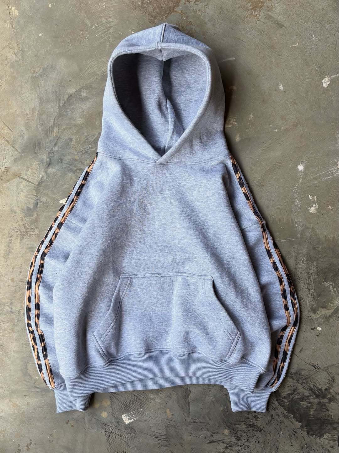 Women American Vintage Leopard Striped Pullover Hoodie Y2k Oversized Casual Streetwear Sweatshirt