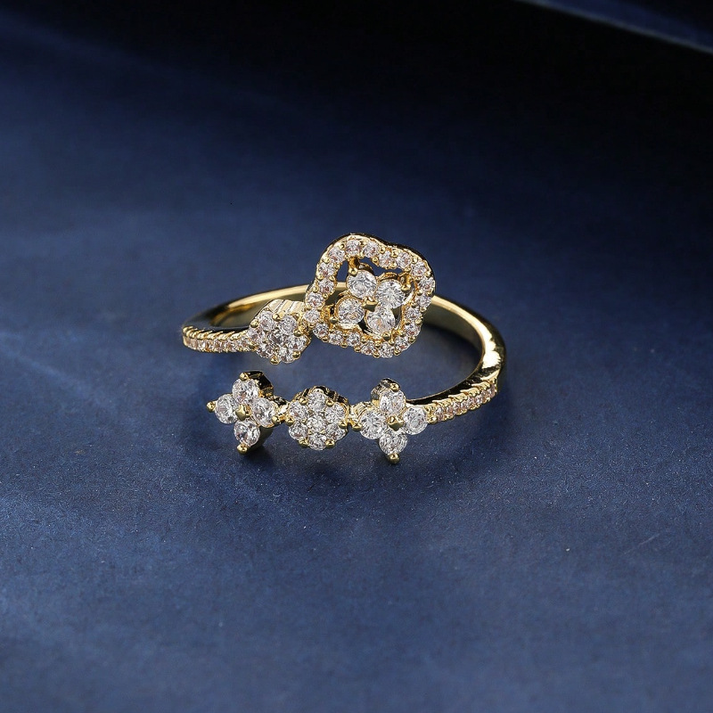 Fashion Flower Rings for Women Trendy Fashionable Personality Light Luxury Niche Exquisite Designer Open Index Finger Minimalist Style Designer Jewe