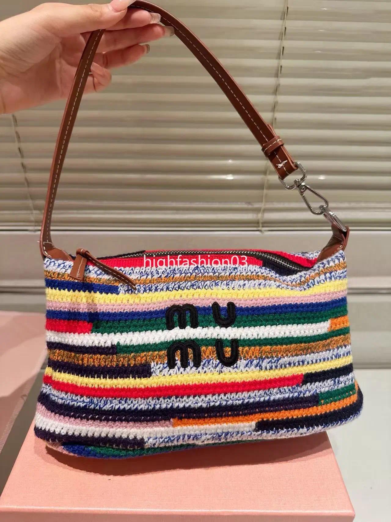 Women Shoulder Bag Designer Bags Lady Underarm Bag Colorful Straw Purse High Quality Bag Summer Fashion Pocket Lady Clutch Bags Female Beach Bags
