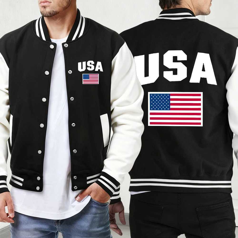 Mens Men's Flag Jackets USA Casual Loose American Jacket Retro Oversized Baseball Sports Button Menswear Street Autumn VesteW261017