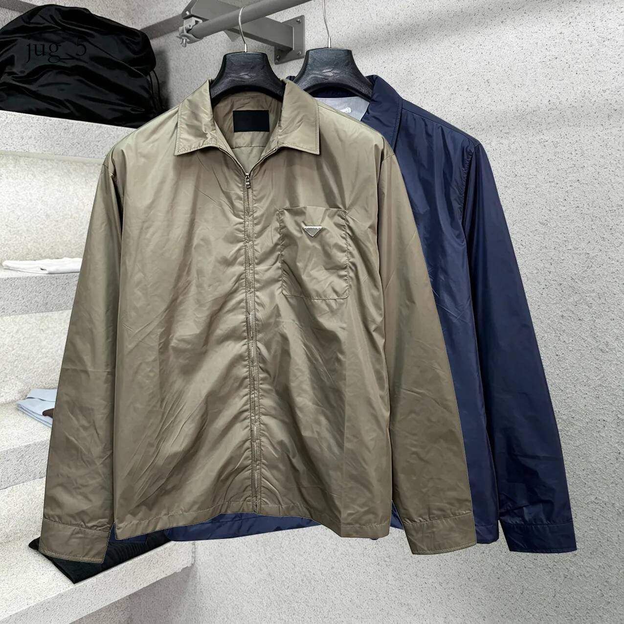 pradmen jacket Fashion Designer CoatHigh Quality Jacket Jackets Zipper lapel stripe Thin Casual Stylist Men's Shirt Short Coat Windbreake Europ