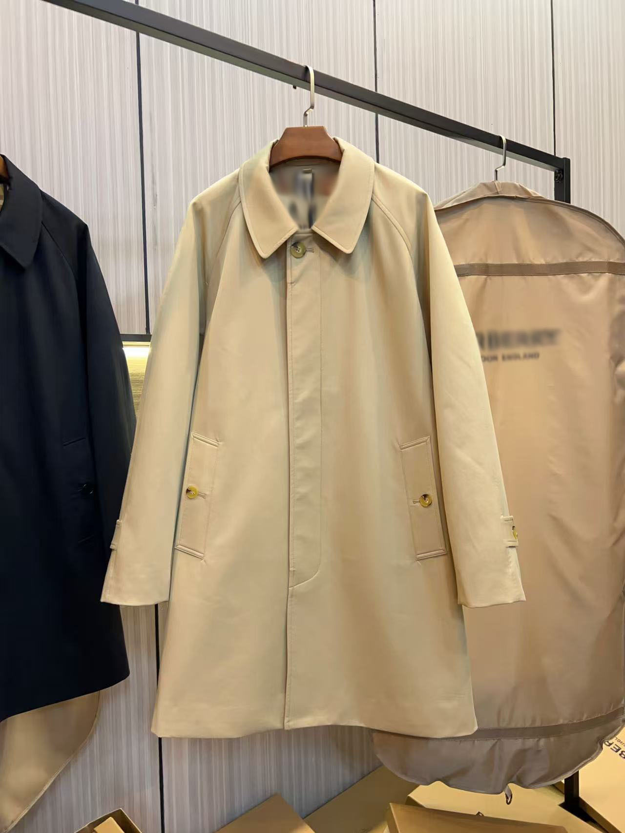 High-end foreign trade new single-breasted B-brand Camden-style lightweight drop-shoulder men's trench coat Kensington