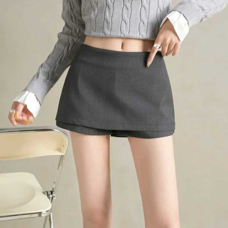 Women's Skirts Summer Skirt New High Waist Side Zipper Design Anti-Light Ultra Short Pure Color A-Line Skirt Pants W261017