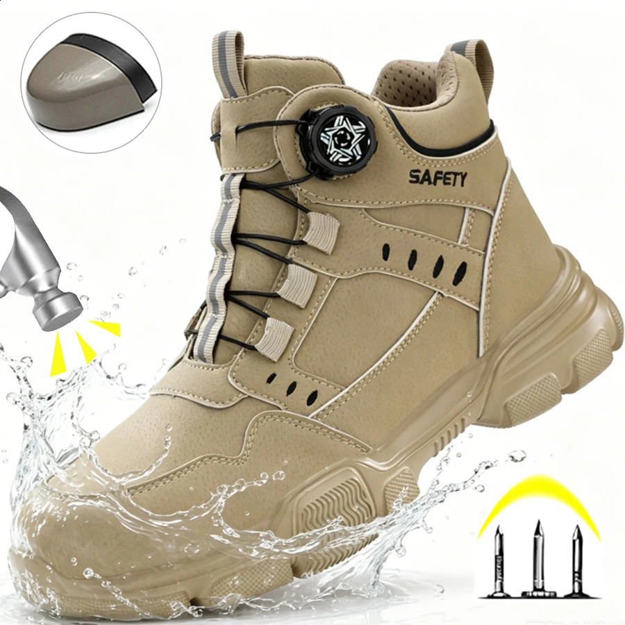 Halloween Men's Steel Toe Work Boots Water-Resistant Anti-Impact Puncture-Proof Tactical Hiking Boots for Industrial Outdoor Use 261013