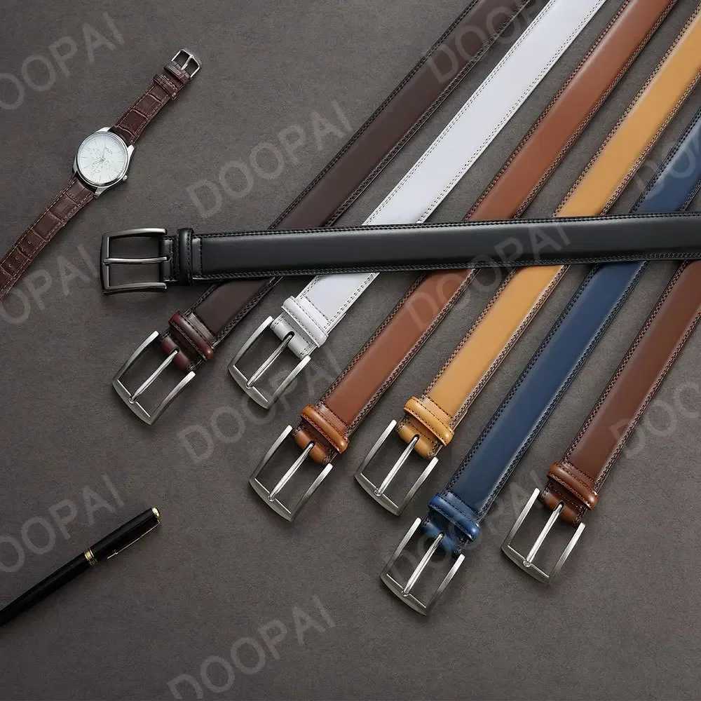 Belts Men 2023 High New Quality Genuine Leather LONG Large Pin Buckle Metal Automatic Buckle Male Belts Strap Male M261016