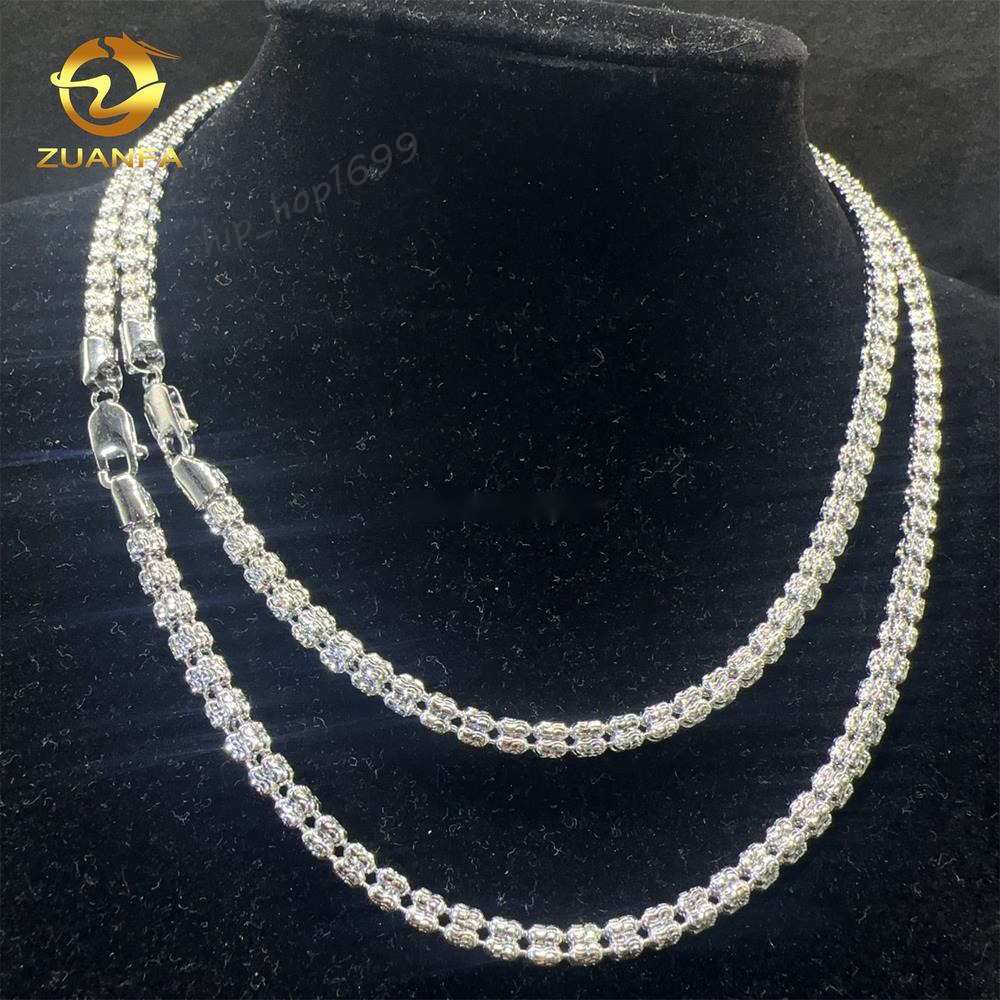 Fashion Necklace Plain Chain 3mm Iced Out Man Jewelry Hip Hop 925 Silver Solid Rhodium Plated Sterling Silver Rope Bead Chain