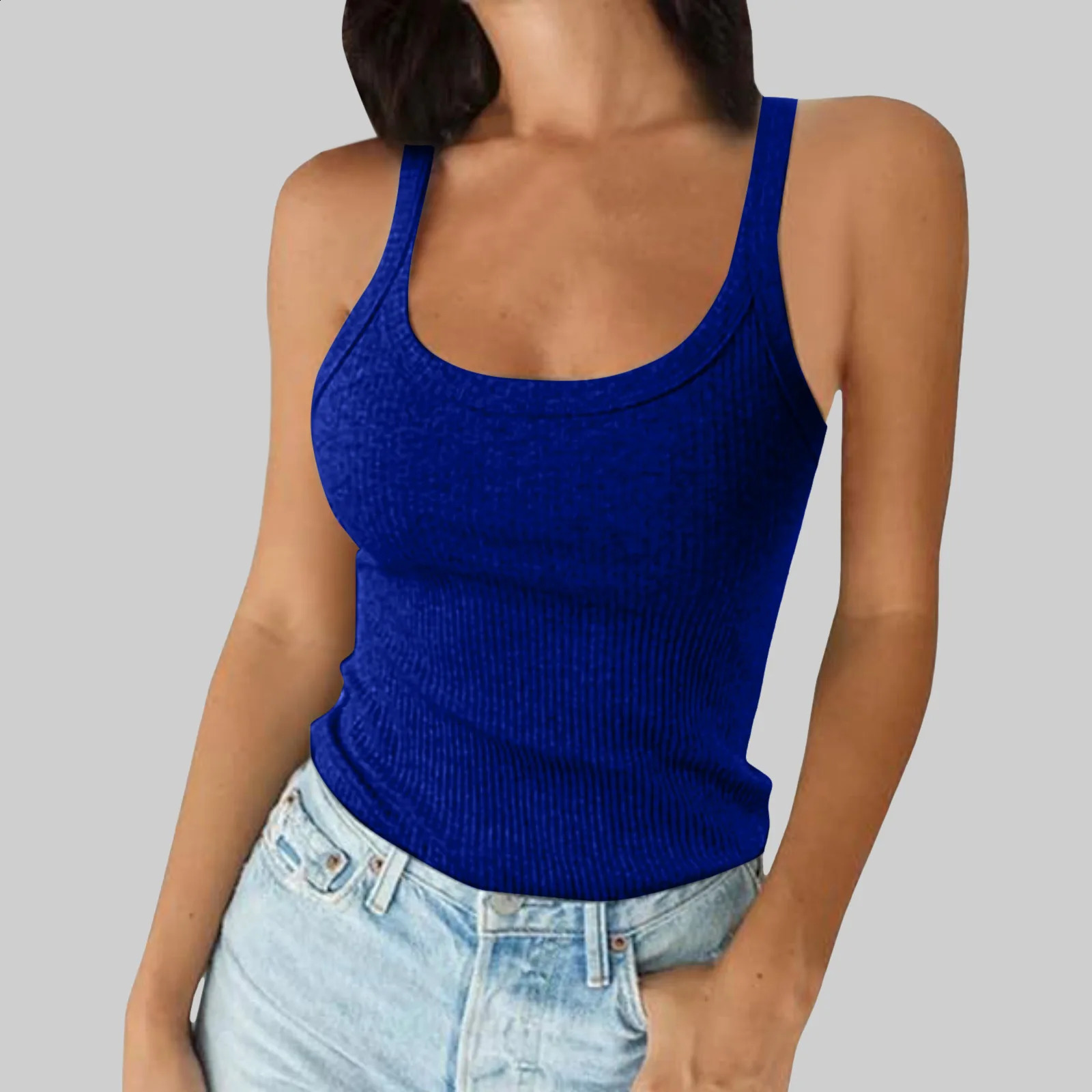 2027 Women Tank Tops Summer Solid Sexy Streetwear Casual Slim Sleeveless Camisole Stretch Underwear Fashion Basic 261016