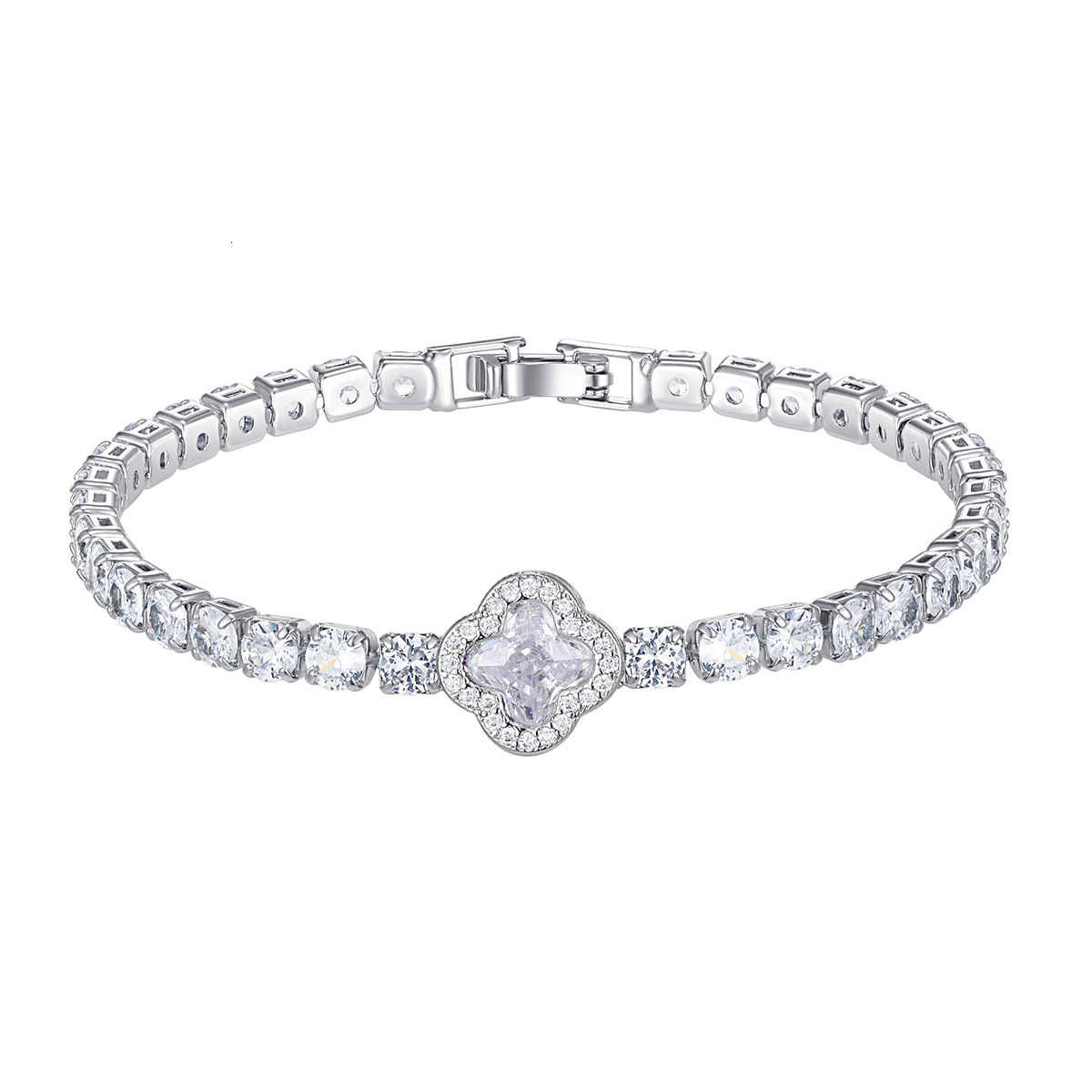 V brand bracelet popular bracelet, European American four-leaf clover zircon chain, tennis necklace for women, exquisite and high-end clavicle chain