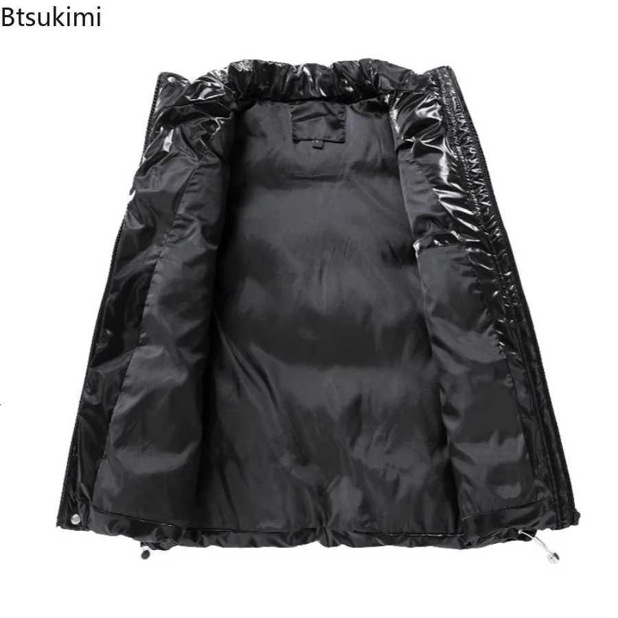 Shiny Men's Unisex Vests New Stand Collar Down Cotton Padded Vest Autumn Winter Fashion Loose Warm Casual Sleeveless Waistcoat for Men WomenW26