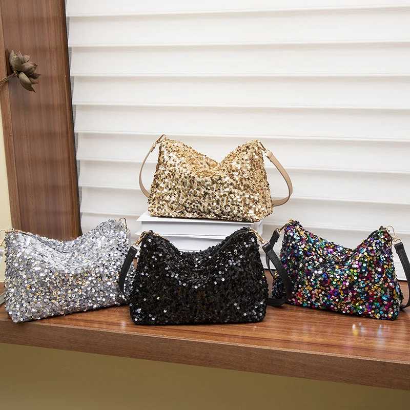 Cross Body Sequins Crossbody Women Bag Simple INS Solid Color Sequins Shoulder Bag Underarm Bag Phone Purse Evening Clutch Bags Handbag H261016