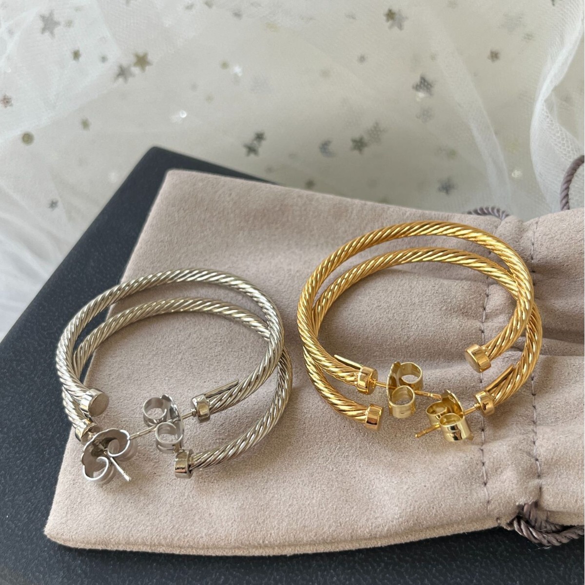DY Cable Dainty Stud Earings Designer Davidjersey Yurmannn Earring For Woman Diamond Earring D Y Trendy 4.5CM Large Hoop Earrings Fashion Jewelry DE