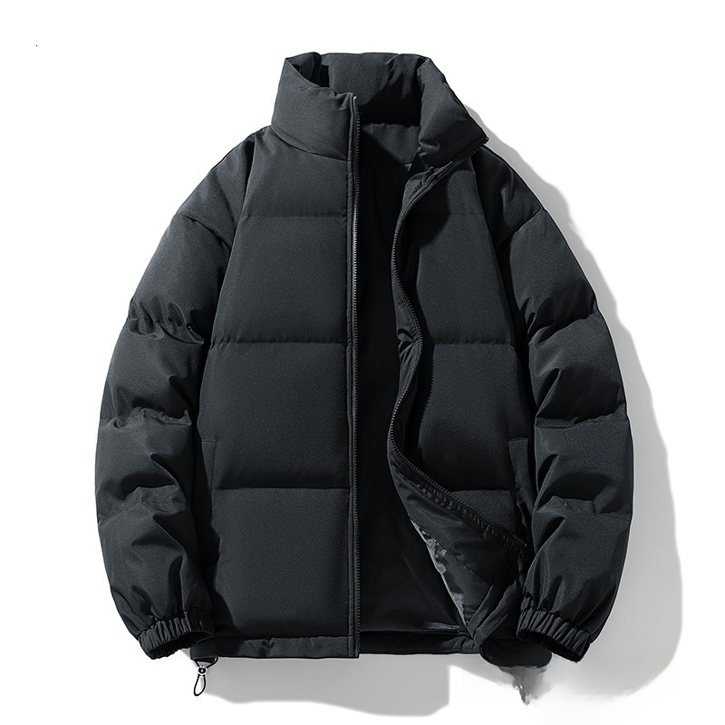 Solid Color Stand Collar Down Cotton For Men And Women 2026New Winter Thickened Warm Trendy Casual Couple Puffer Jacket Honglu