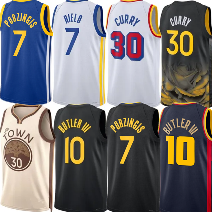 Stephen Curry Klay Thompson Chris Paul Draymond Green Men Stitched Breathadle JerseyGold Black Basketball Jersey