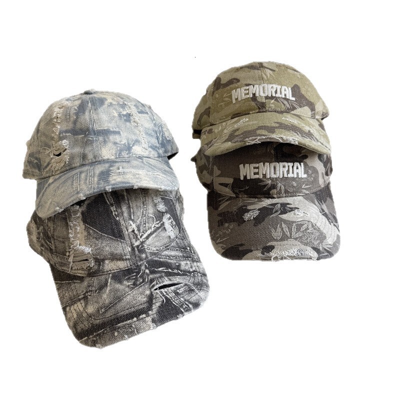Japanesestyle trendy retro streetwear baseball cap with distressed ripped details letting a graffiti design suitable for both men women in spring an