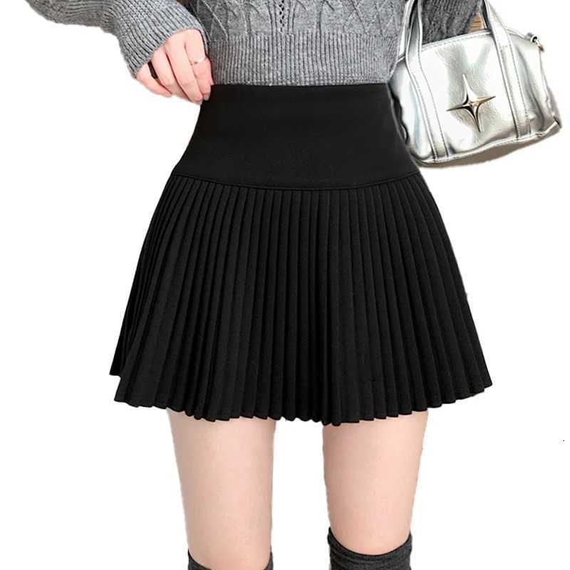 Women Skirt Skirts High Wool Waist Pleated Mini Skirt with Bulit-in Shorts Tennis Skirt Teen- Fall Winter Vintage Academia Outfit W261017