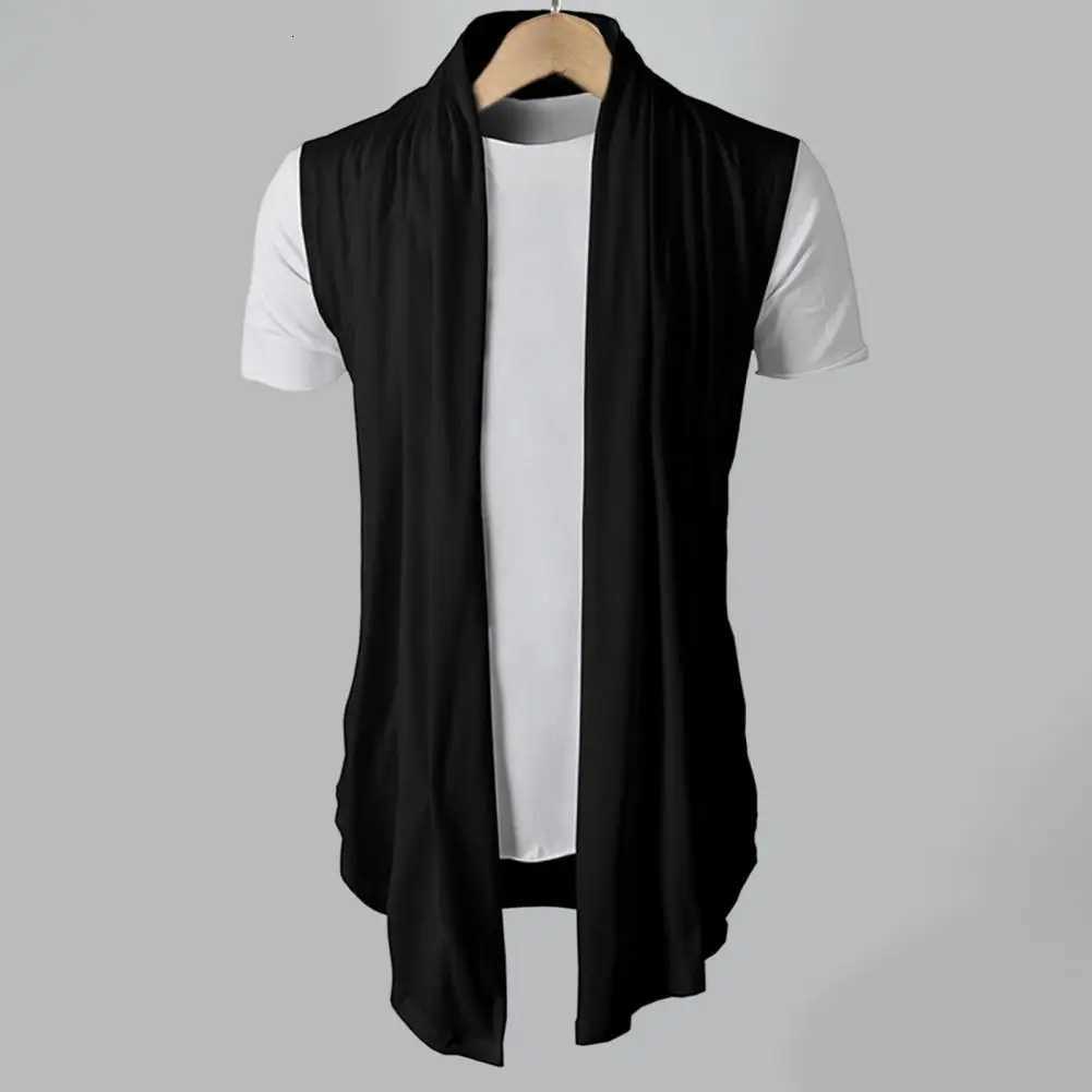 Men Men's Summer Vests Spring Cardigan Jacket Vest Solid Color Loose Irregular Vintage Fashion Draping Cloak Vest StreetwearW261017