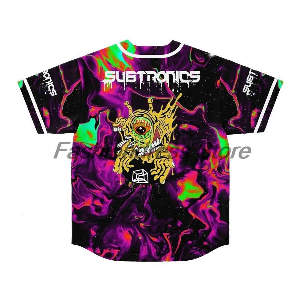 Merch Men's Festival T-Shirts Music Subtronics Baseball Jacket Shirts V-Neck Short Sleeve Button-up Tee Women Men Streetwear TopsW261017