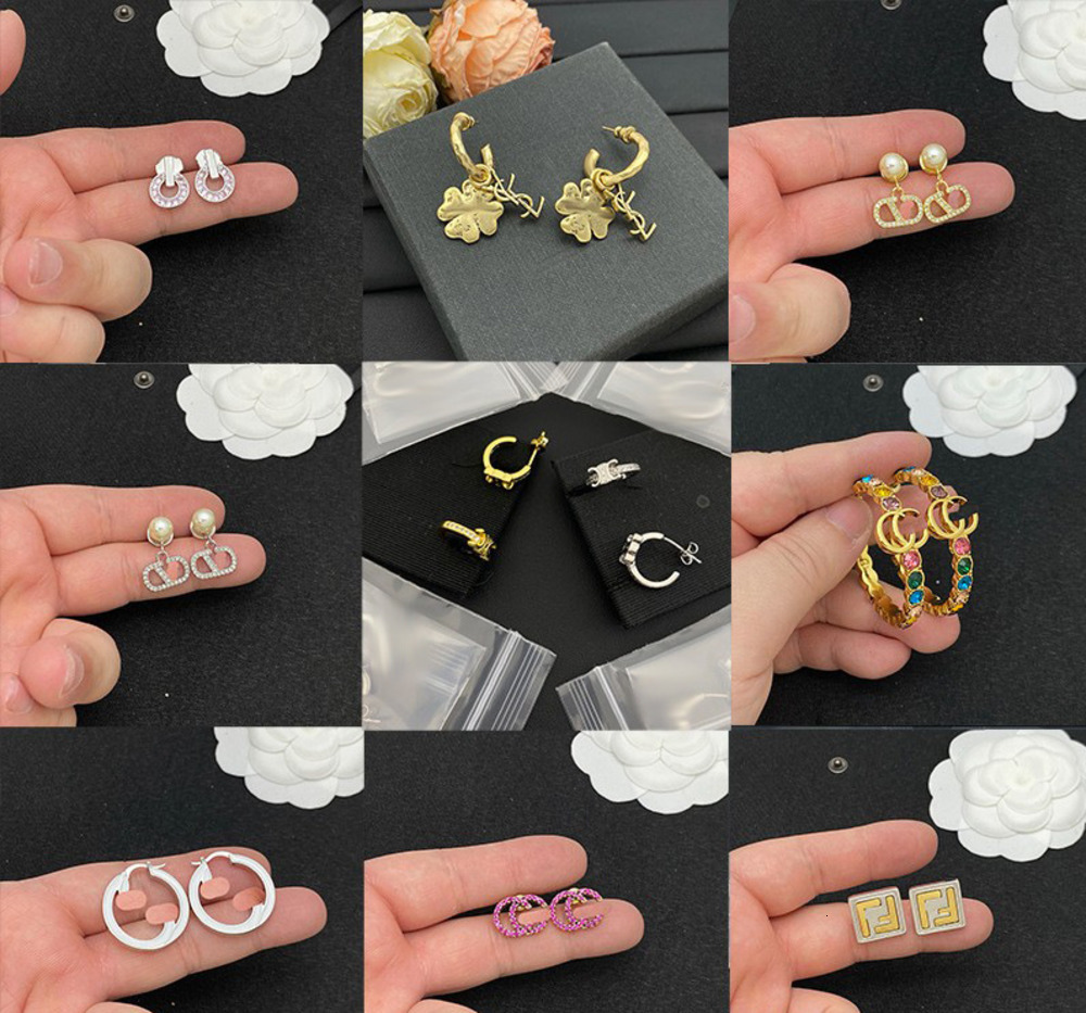 Ff Dainty Stud Earings Designer Ffendy Boucle d'oreille pour femme Boucle d'oreille en diamant Lettre Double Cc Light Luxury Design Boucles d'ore