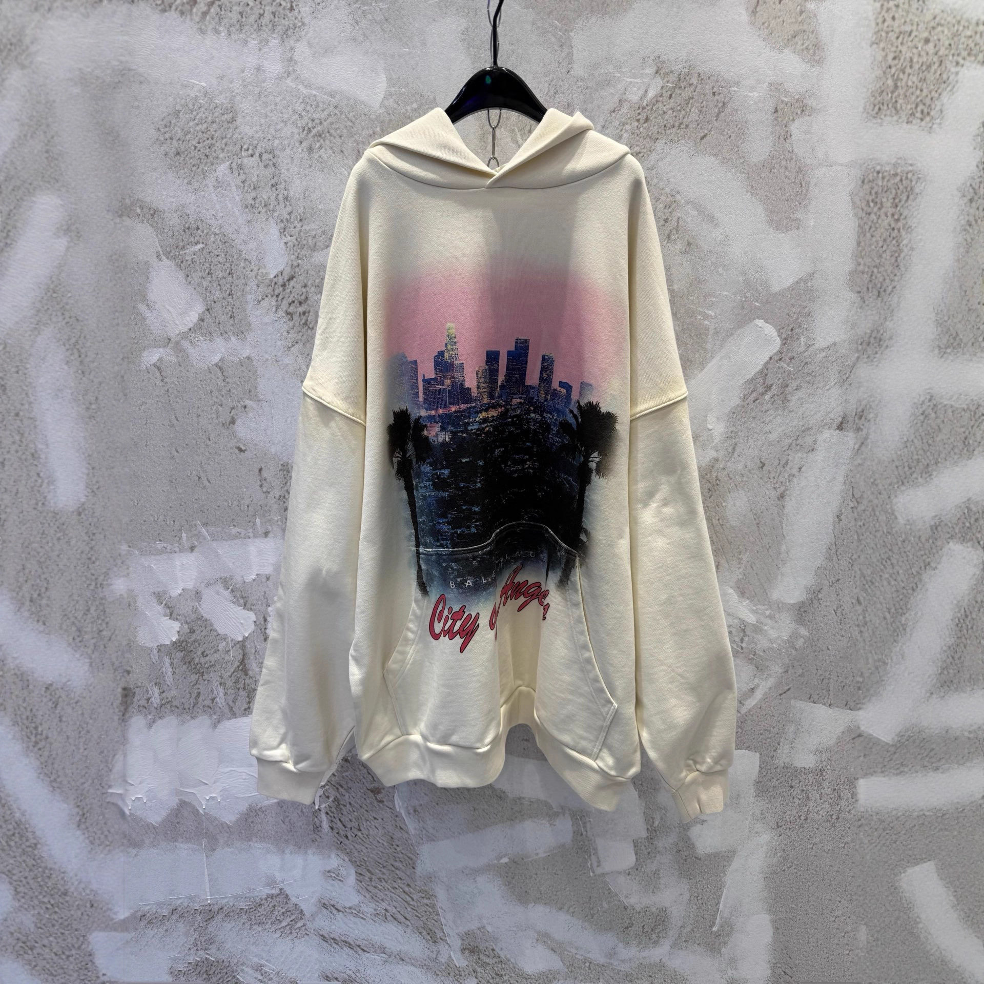 2025 Paris Poison Version designer luxury B Brand Autumn Winter New City Night Scene Kangli Direct Injection Print Loose Heavyweight Sweatshirt