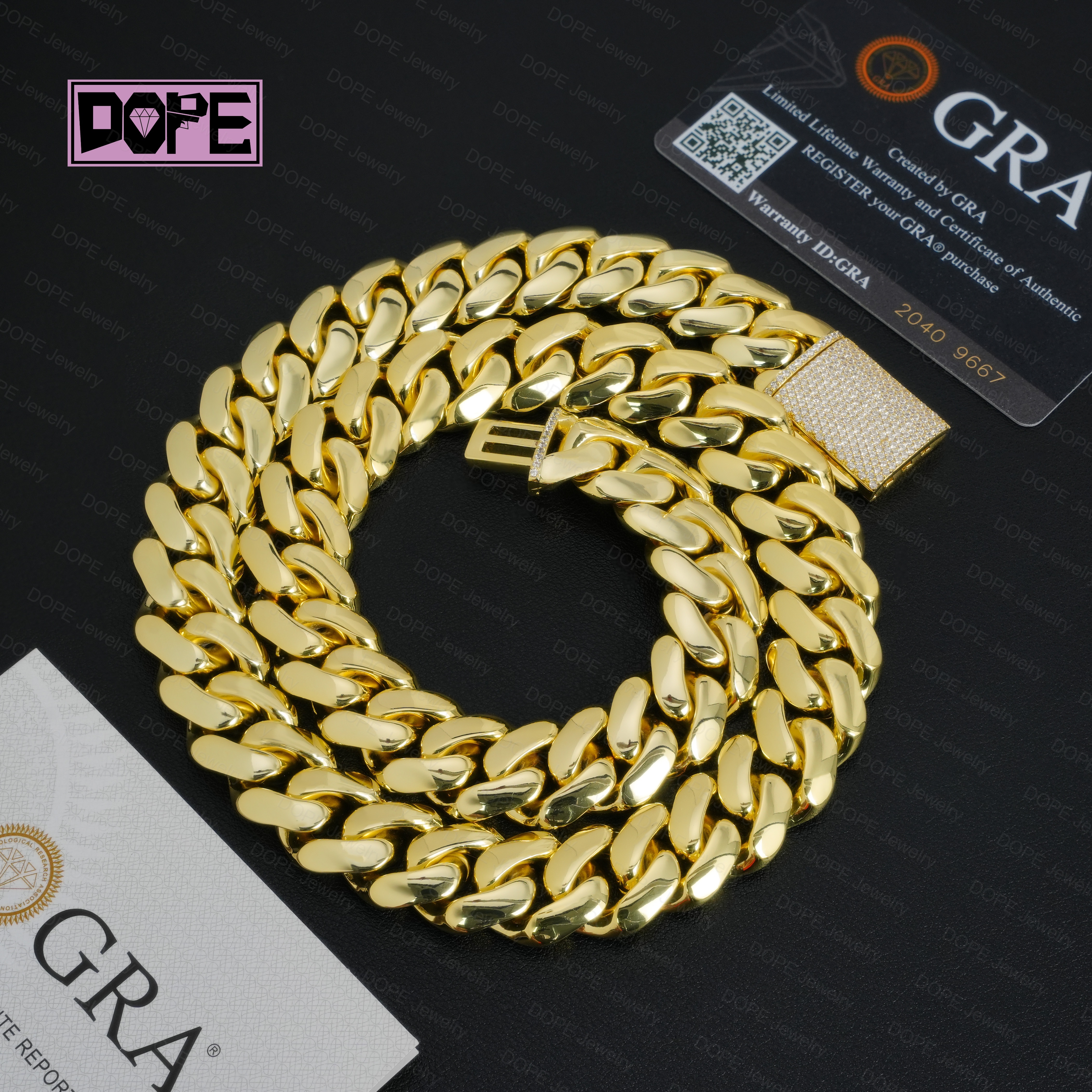 16mm Cuban Link Chain Hip Hop 14K 18k 20k Real Yellow Gold Plated Iced Moissanite Lock 925 Silver Plain Miami Cuban Link