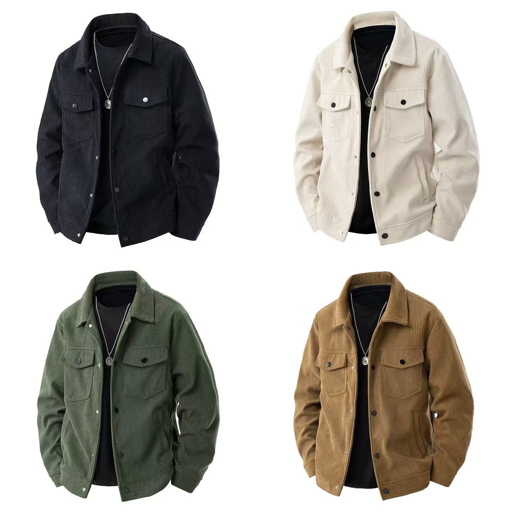Spring and Autumn Japanese Retro Men's Turn-Down Collar Workwear Trendy Jacket New Casual Loose Trendy Versatile Outerwear