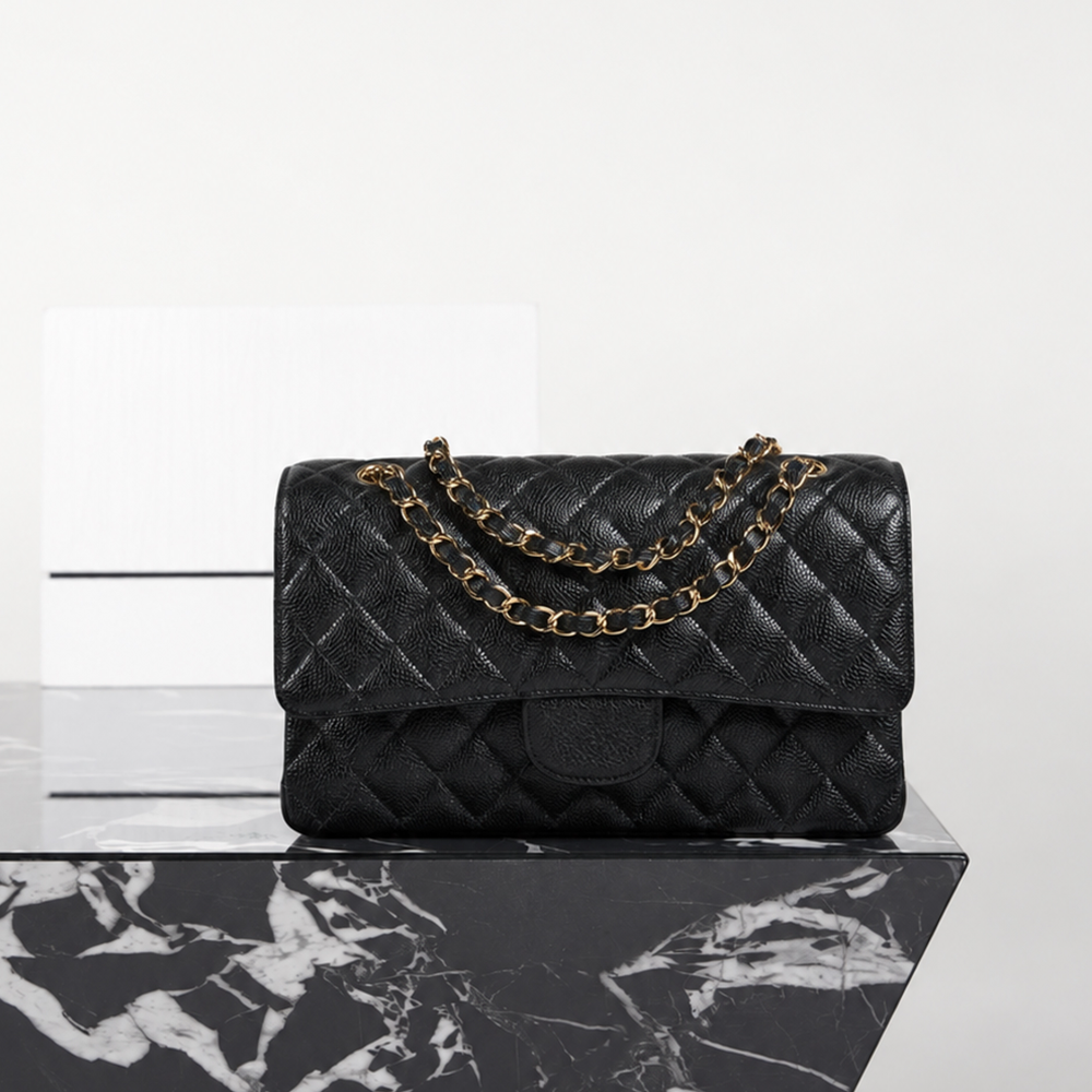 Classic Flap Bag Medium Haas Caviar Cowhide Quilted Double Chain Shoulder Crossbody Practical Capacity Elegant Commute Date Top-Tier Designer New Ar