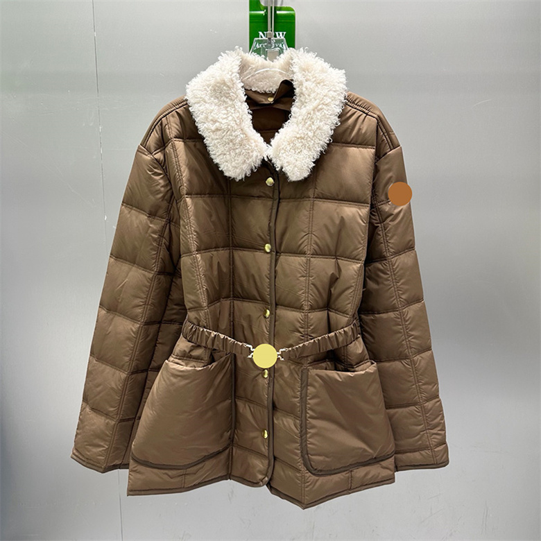 Brand Women Vintage Puffer Jacket Belted Waist Long Sleeve Warm Coat Autumn Winter Casual School Office Daily Outerwear
