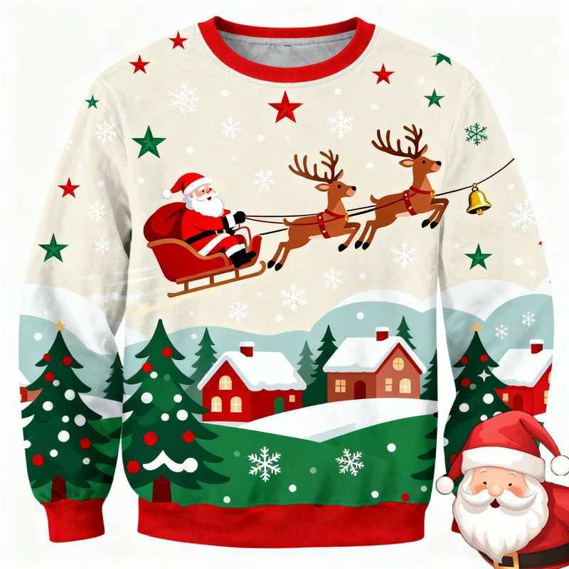 Happy Christmas Warm Santa Claus Ugly Sweater For Men Outdoor Festival Gift O-neck Pullover Ugly Sweaters Women Xmas New Year T261019