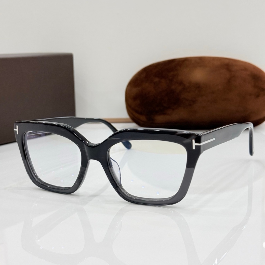om Ford Cat Eye Optical Glasses for Women Thick Acetate Frame Metal T Logo Prescription Eyeglasses Fashion Clear Lens Eyewear