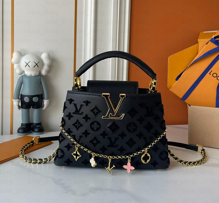 Capucines BB handbag Colorful Three-dimensional embroidery Embroidery chain handbag vintage monogram shoulder bag leather crossbody package tote bag