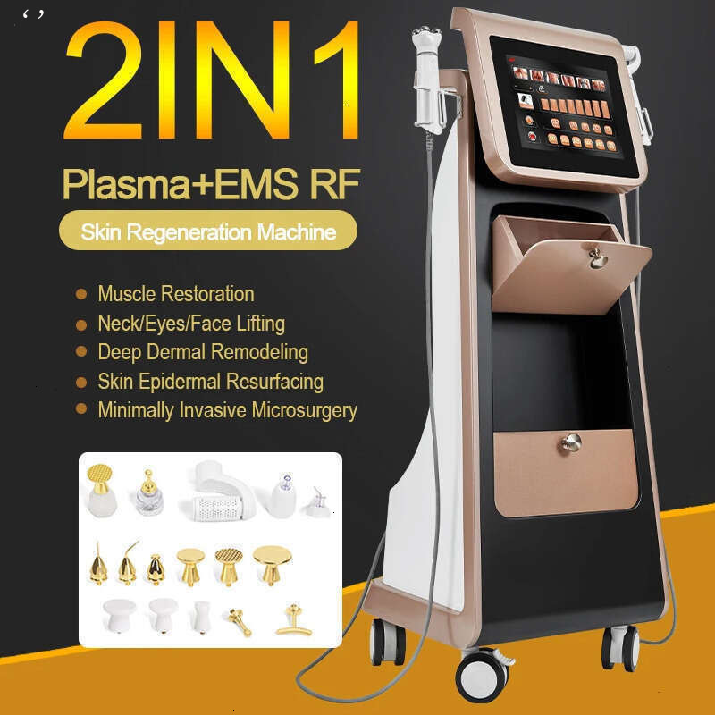 Non-Invasive Plasma + EMS RF Neck/Eyes/Face Lifting Skin Elasticity Improve 2 Handles Muscle Restoration Skin Rejuvenation Anti-Aging Salo