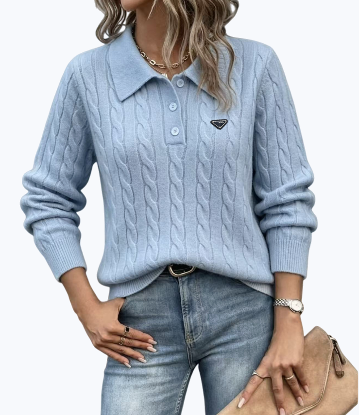 Designer Women Sweater Women Sweater Casual knitted sweater with polo collar and long sleeves Pullover Winter Sweater Knitted Sweater