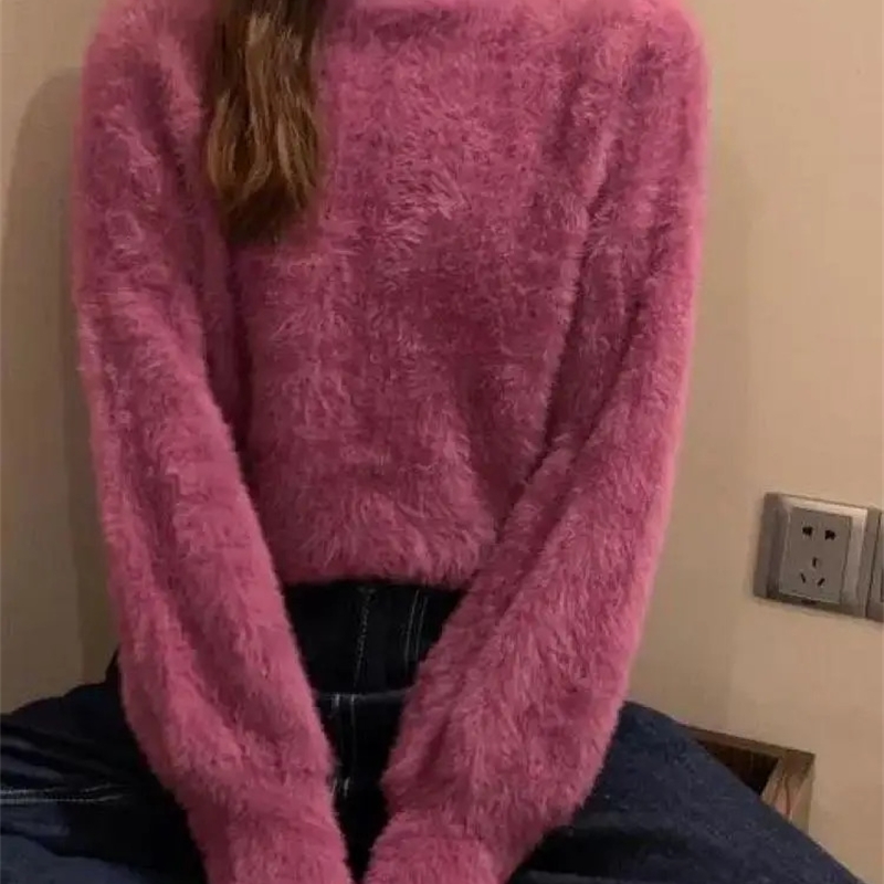 Winter Mink Wool Fleecing Female Turtleneck Elastic Casual Sweater Women Knitted Tops Pullovers Soft Warm 2026 y261008