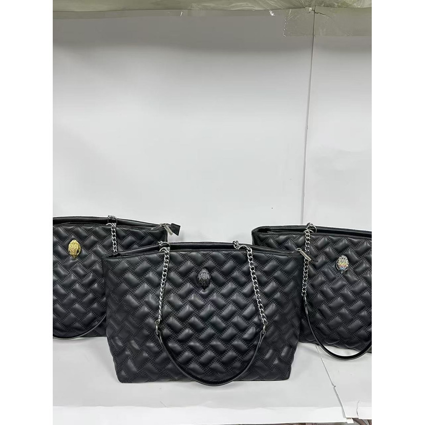 designer Eagle head tote bag large capacity commuter Rhinestone Eagle Head Hardware casual bag single shoulder chain quilted embroidery black large