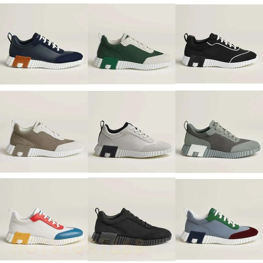 HOT Brand h designer trainers Bouncing sneakers for Men Casual shoes Leather And Mesh Lace Up Sports Runner trainer Shoes Rubber Sole Man Low Top St