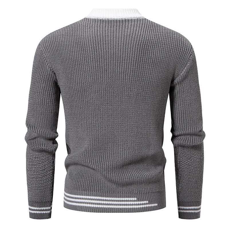 Knit New Autumn Winter Korean Pullovers Men Fashion Knitted Sweater Mens O-Neck Patchwork Casual Knitwear Slim Pullover Sweaters M261016